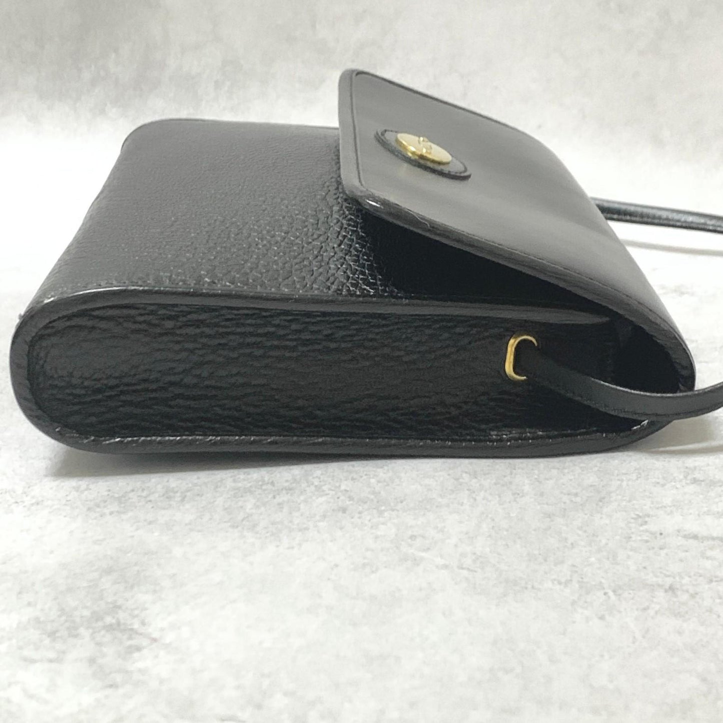 Christian Dior Bag CD Shoulder Purse Leather Black Gold Used Women's Authentic