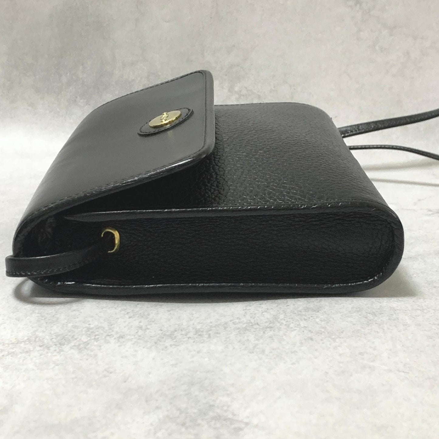 Christian Dior Bag CD Shoulder Purse Leather Black Gold Used Women's Authentic