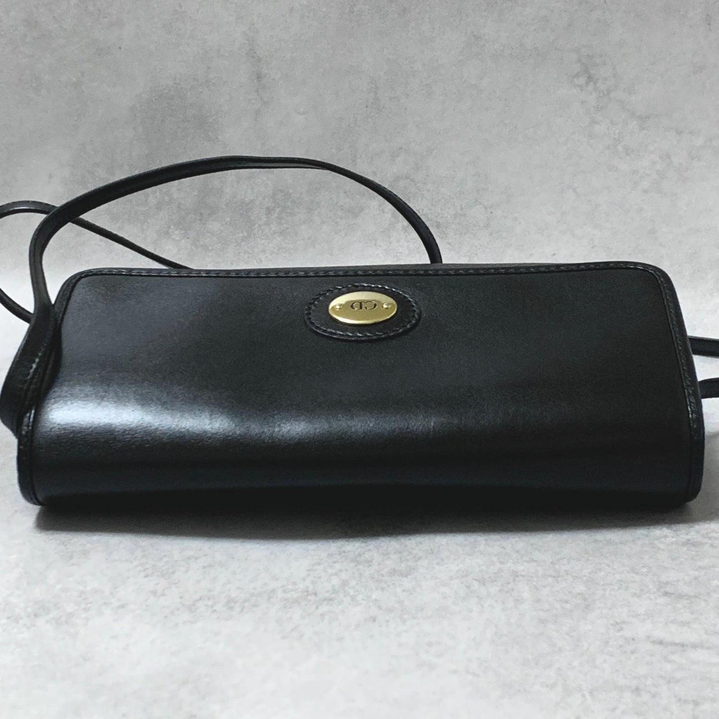 Christian Dior Bag CD Shoulder Purse Leather Black Gold Used Women's Authentic
