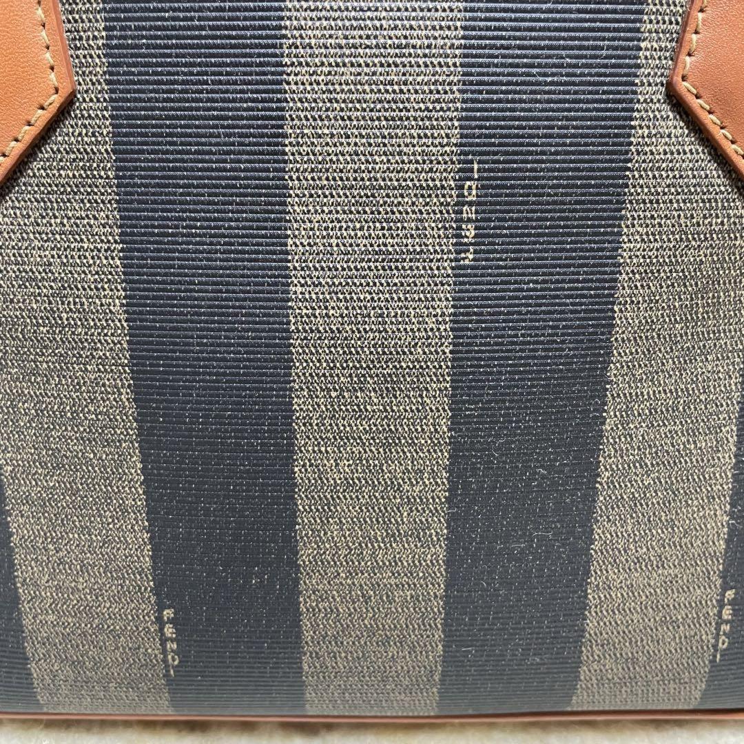 FENDI Hand Bag Tote Purse FF Pecan PVC Leather Khaki Black Authentic