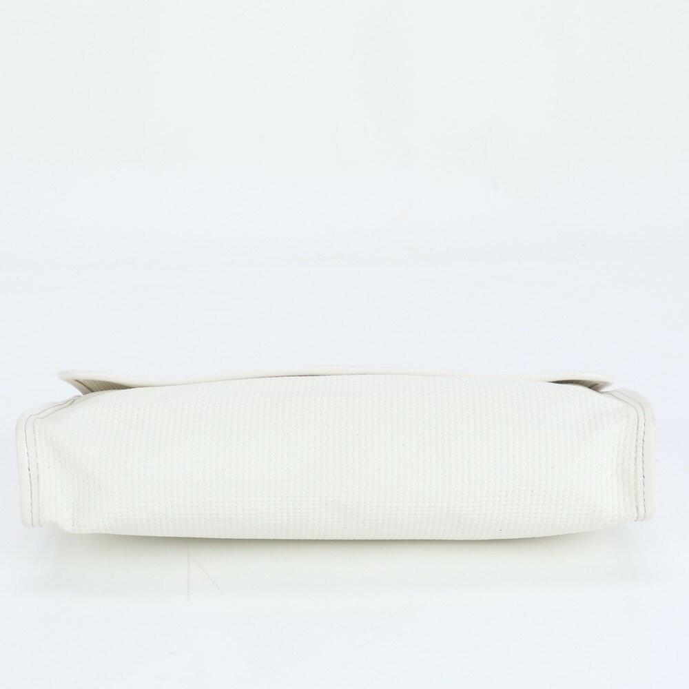 Saint Laurent Clutch Bag Second Bag YSL Cassandra Leather White Authentic