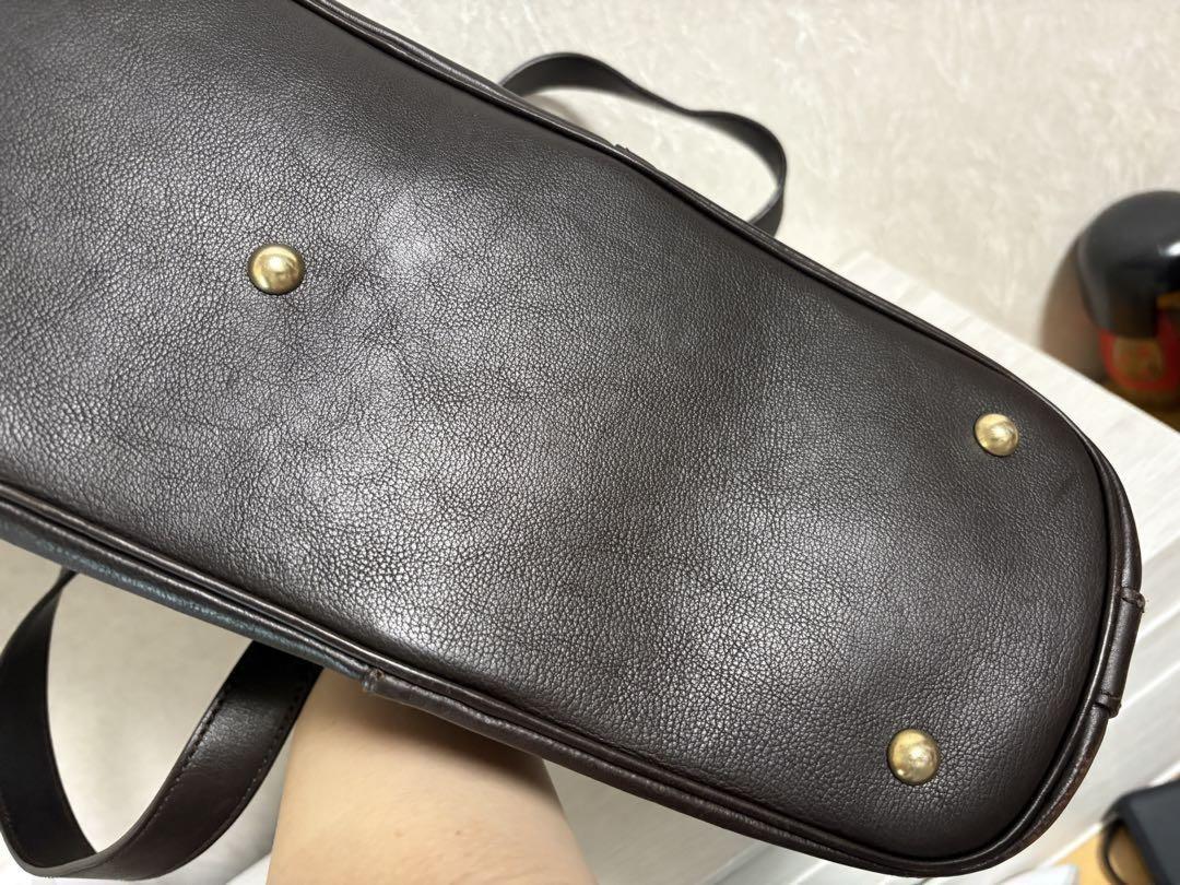 Saint Laurent Hand Bag Tote Purse MUSE Leather Dark Brown Authentic