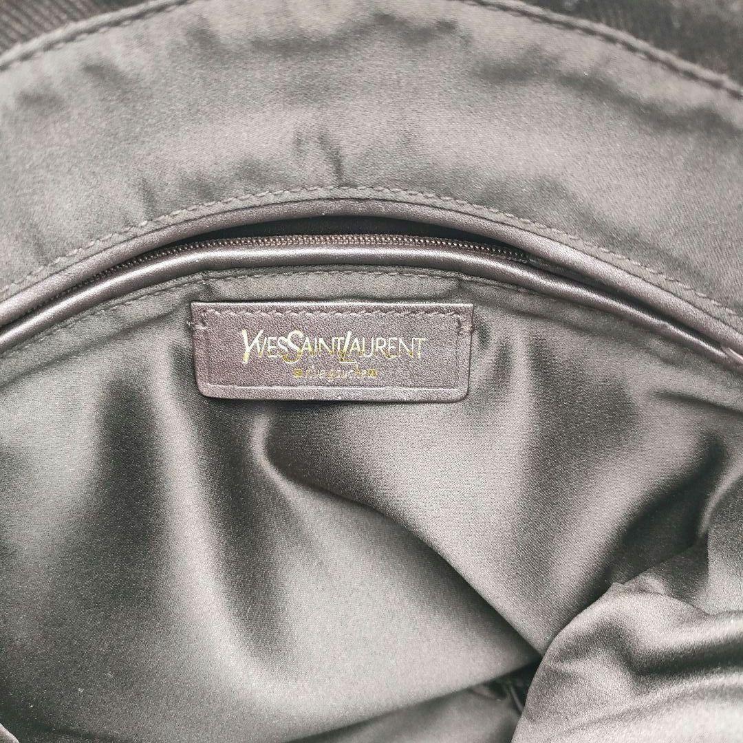 Saint Laurent Hand Bag Tote Purse YSL Cassandra Canvas Leather Brown Authentic