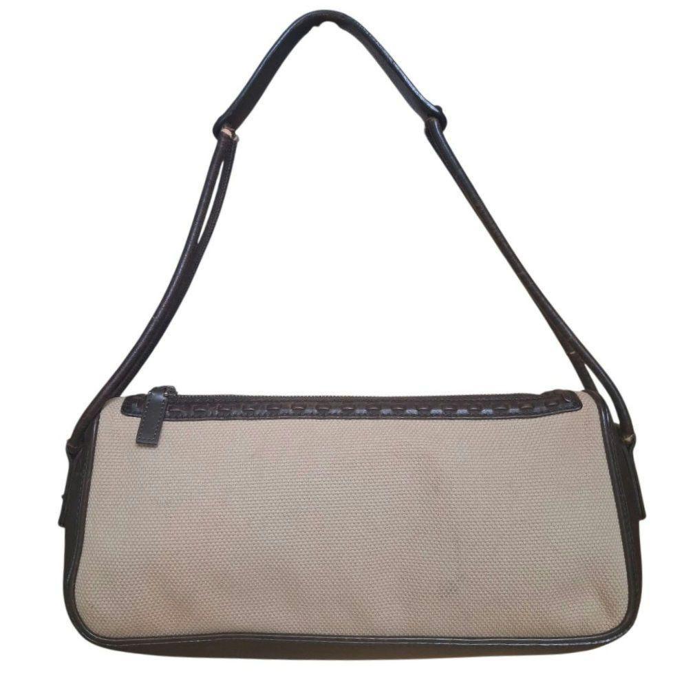 GUCCI Hand Shoulder Bag Tote Purse Canvas Leather Beige Brown Authentic