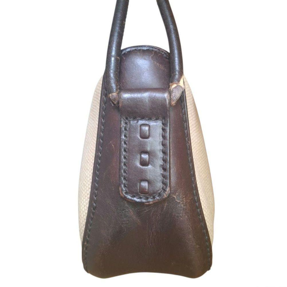 GUCCI Hand Shoulder Bag Tote Purse Canvas Leather Beige Brown Authentic