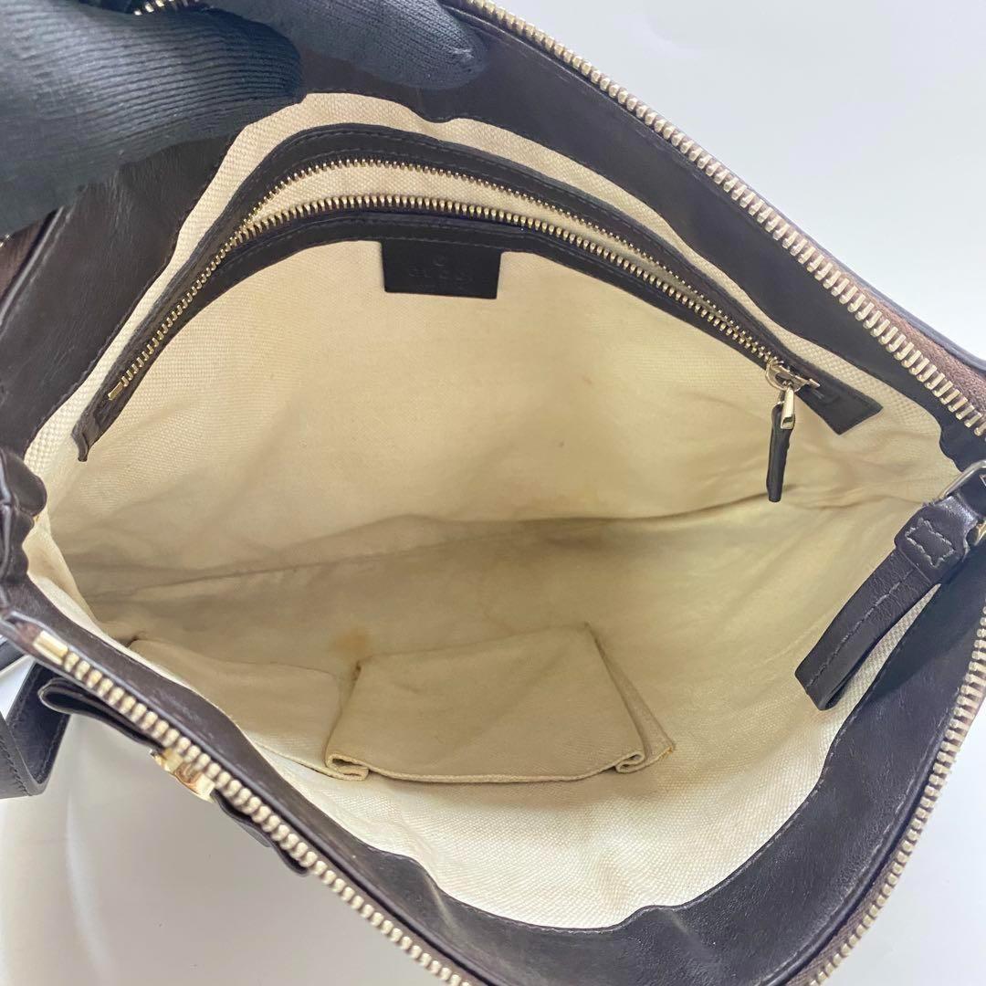GUCCI Shoulder Bag Purse GG Shima Brown Authentic