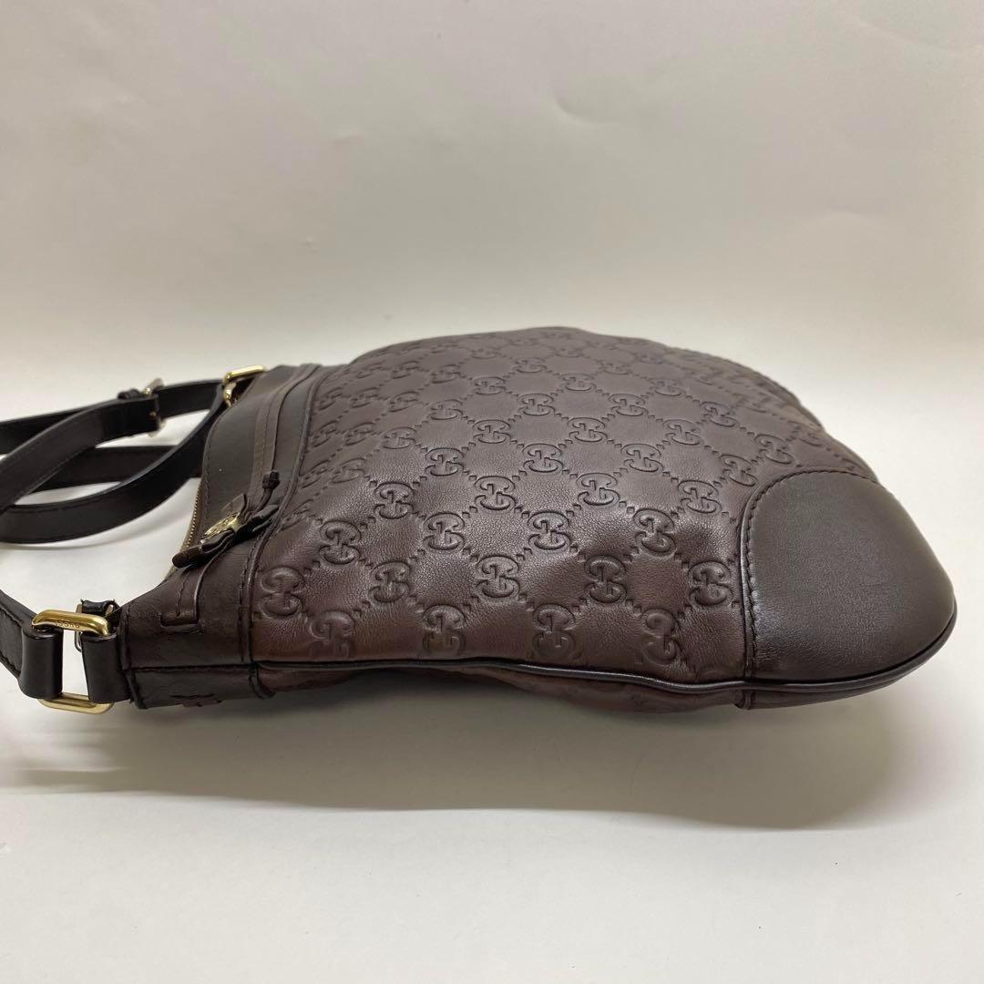 GUCCI Shoulder Bag Purse GG Shima Brown Authentic