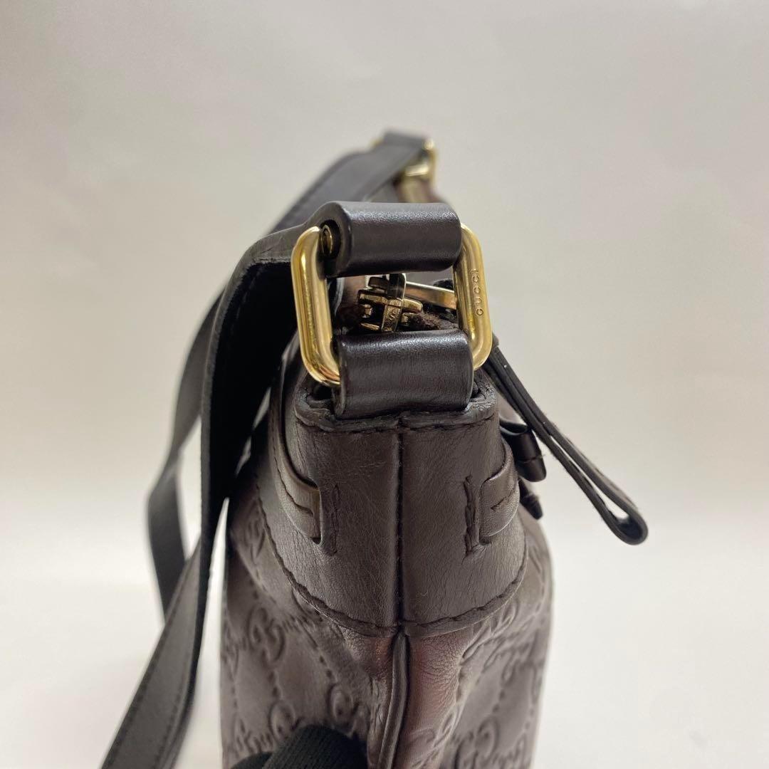 GUCCI Shoulder Bag Purse GG Shima Brown Authentic