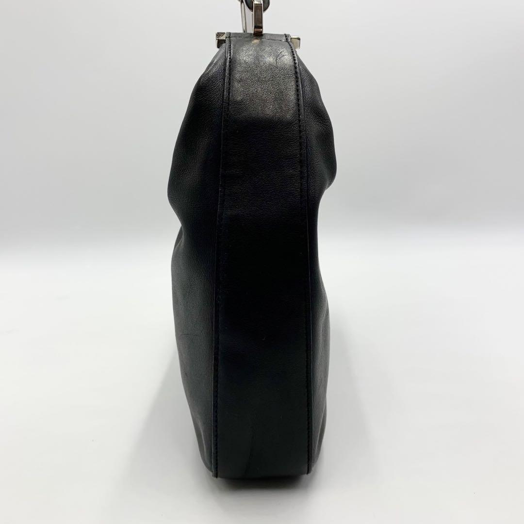 GUCCI Shoulder Bag Purse Chain Leather Black Authentic
