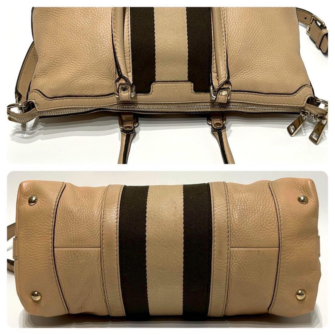 GUCCI Mini Boston Hand Bag Tote Purse 2way Sherry Line Canvas Leather Beige Auth