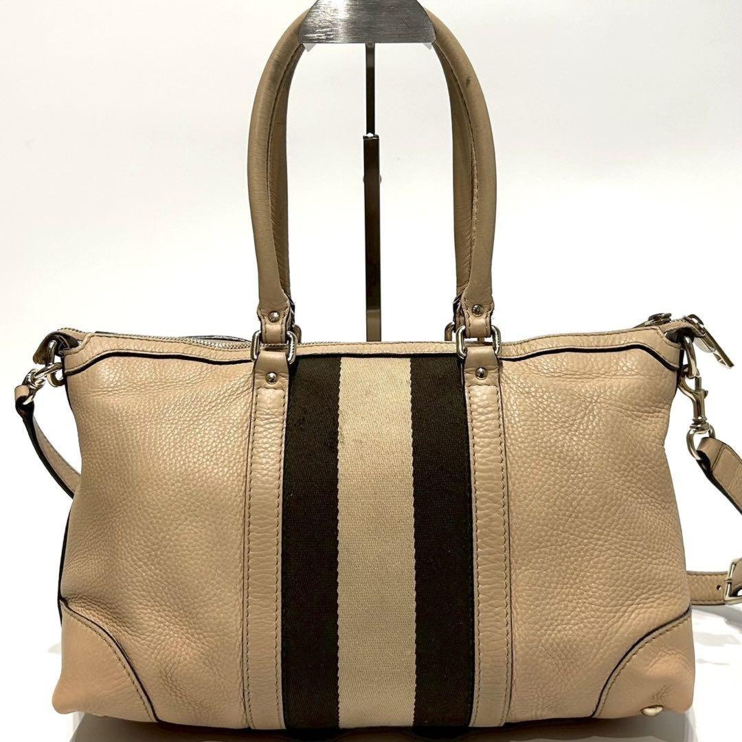 GUCCI Mini Boston Hand Bag Tote Purse 2way Sherry Line Canvas Leather Beige Auth