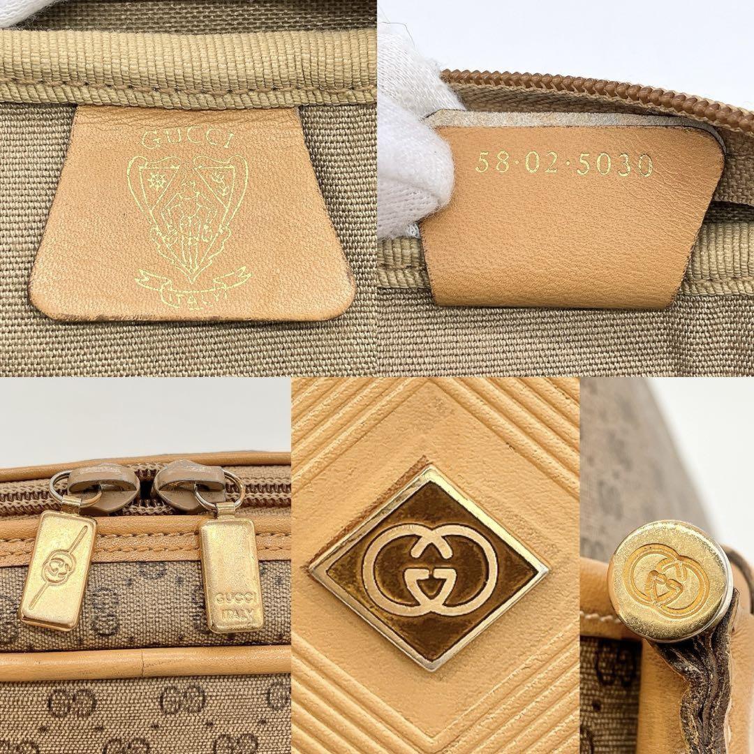 GUCCI Hand Bag Tote Purse Mini Boston GG PVC Leather Beige Authentic