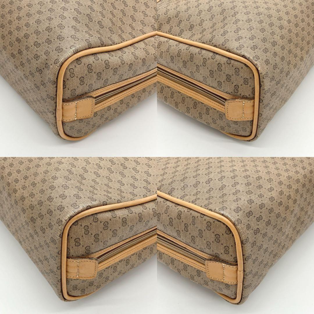 GUCCI Hand Bag Tote Purse Mini Boston GG PVC Leather Beige Authentic