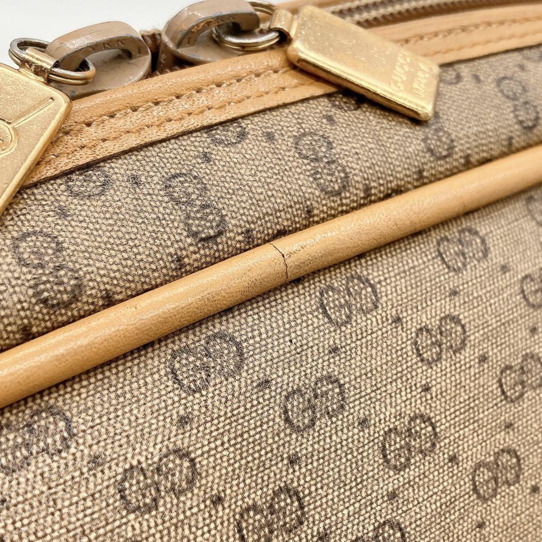 GUCCI Hand Bag Tote Purse Mini Boston GG PVC Leather Beige Authentic