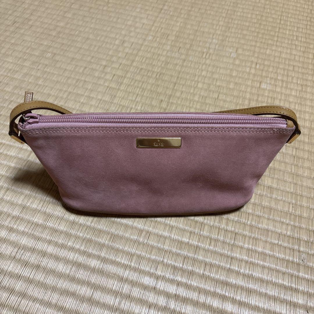 GUCCI Mini Hand Bag Tote Purse Suede Leather Pink Authentic