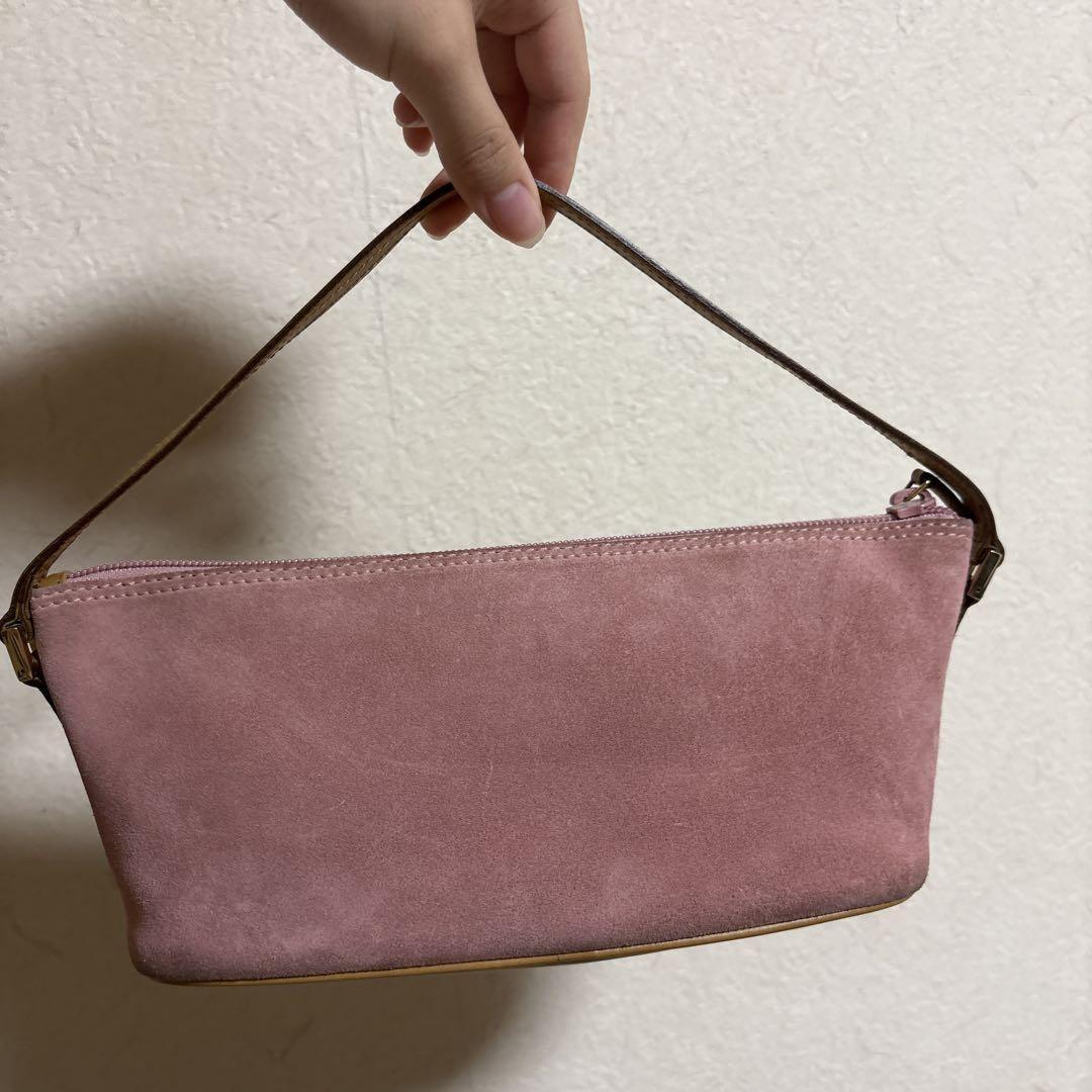 GUCCI Mini Hand Bag Tote Purse Suede Leather Pink Authentic