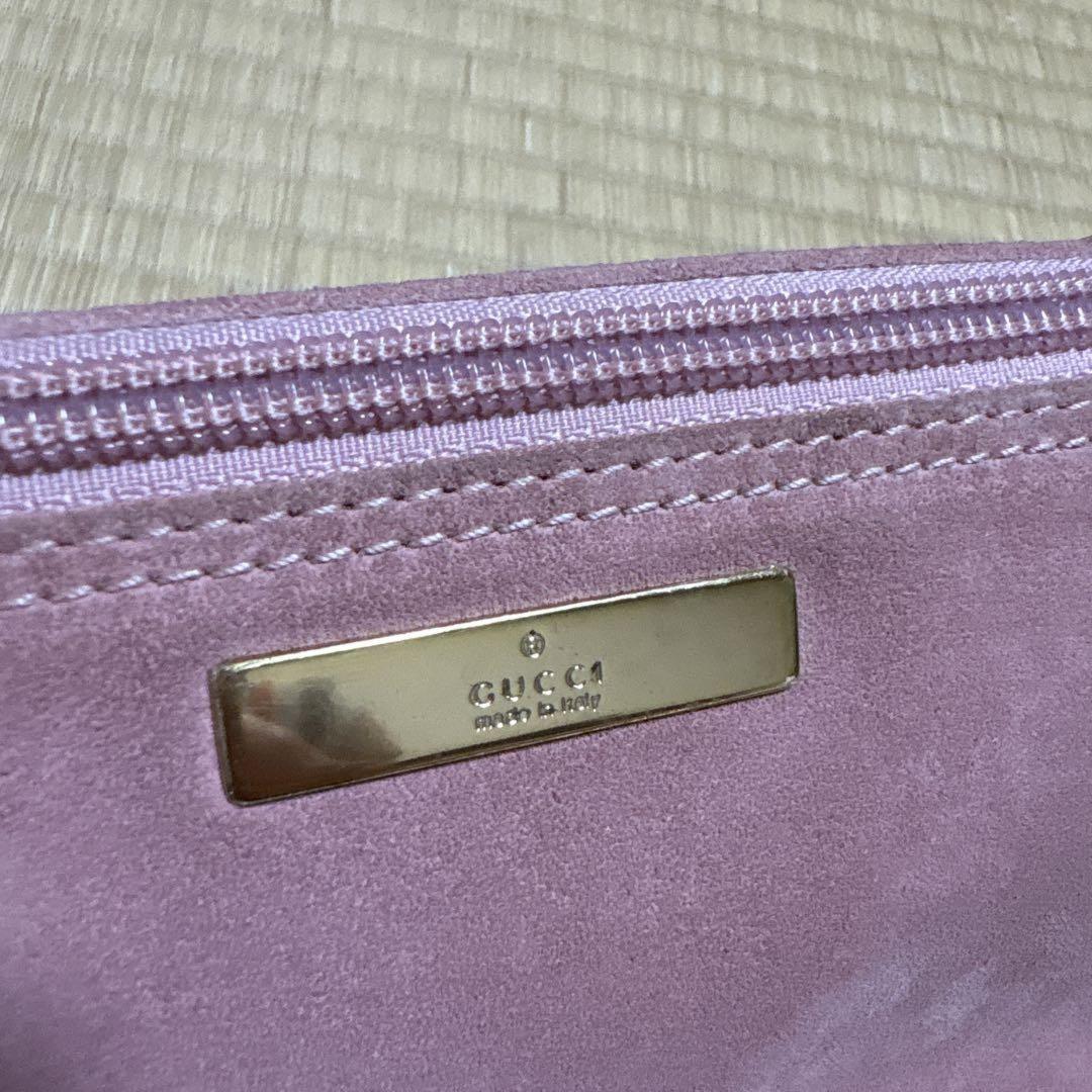 GUCCI Mini Hand Bag Tote Purse Suede Leather Pink Authentic