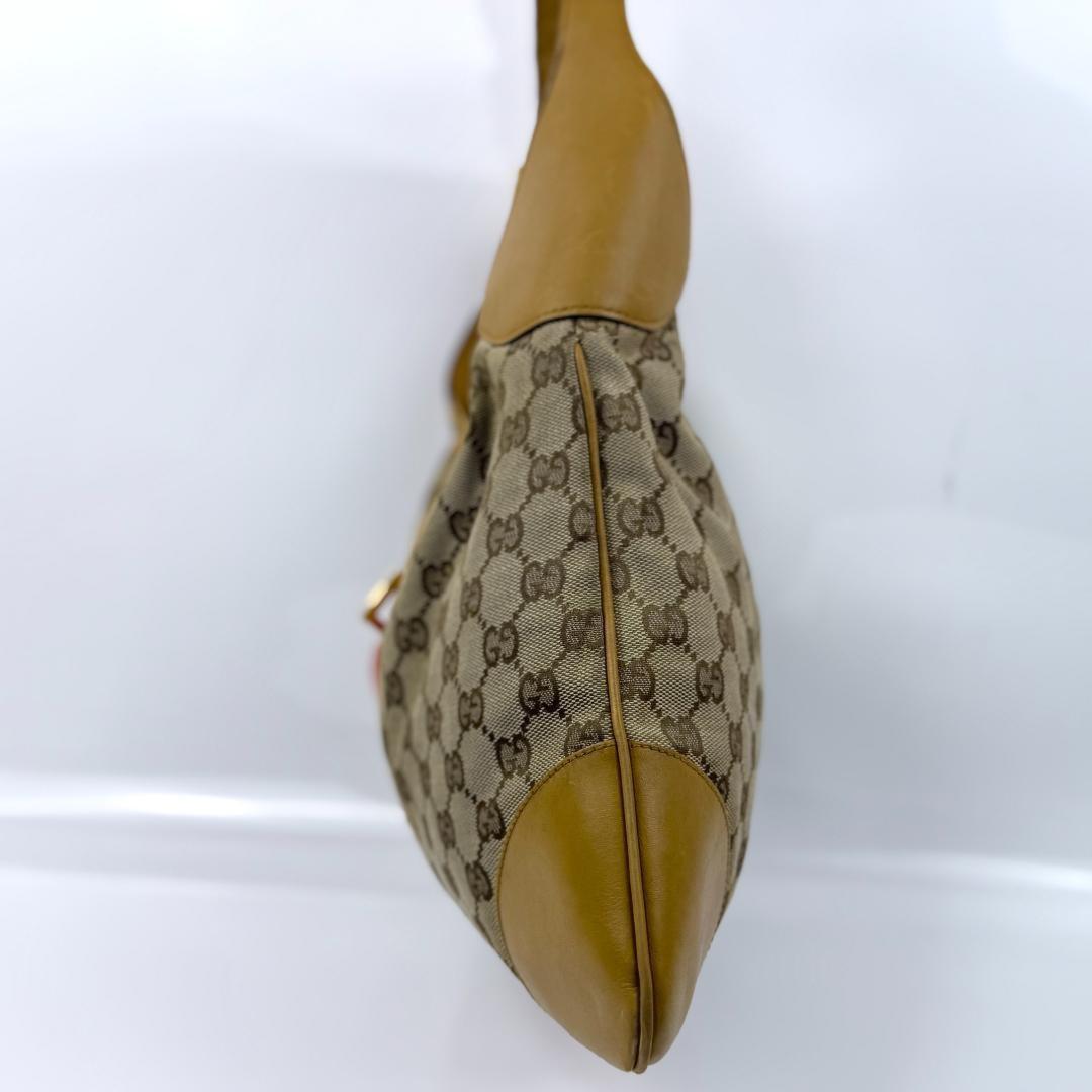 GUCCI Shoulder Bag Purse Sherry Line GG Canvas Leather Authentic