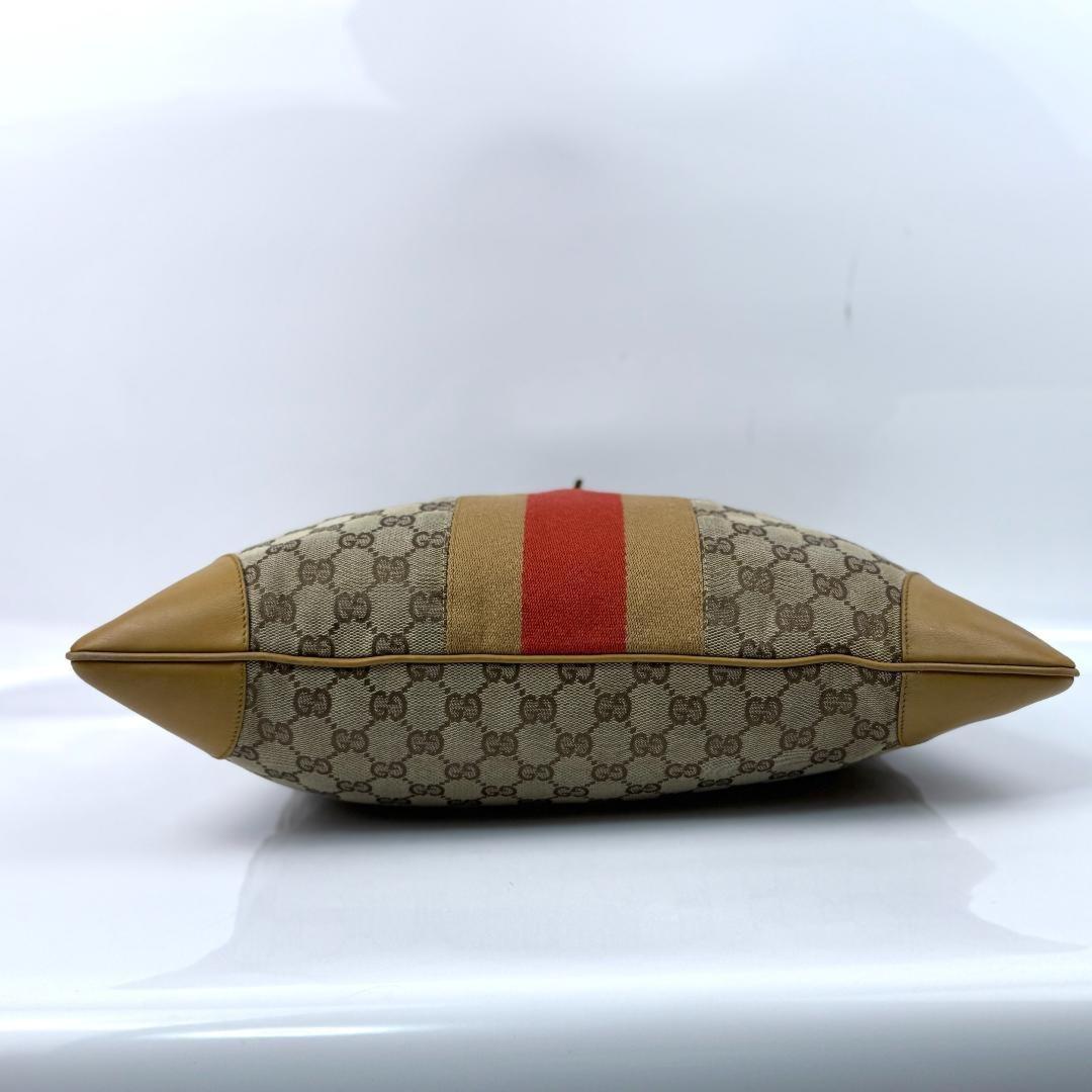 GUCCI Shoulder Bag Purse Sherry Line GG Canvas Leather Authentic