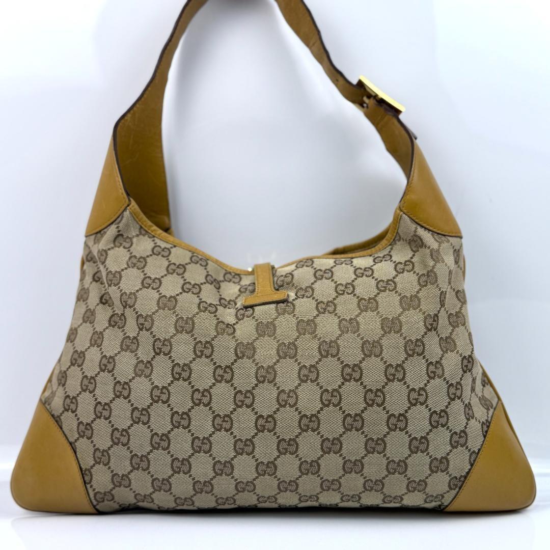 GUCCI Shoulder Bag Purse Sherry Line GG Canvas Leather Authentic