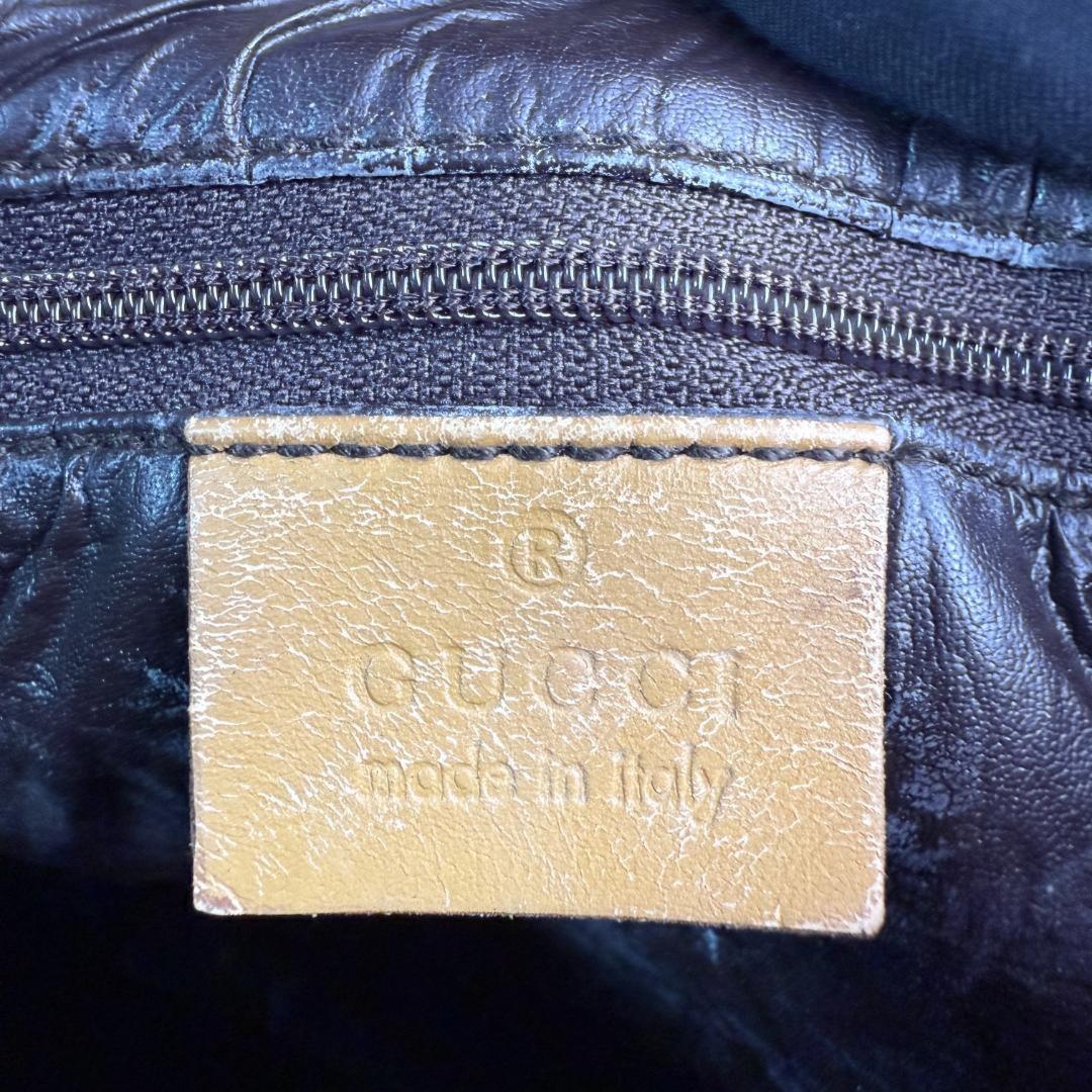 GUCCI Shoulder Bag Purse Sherry Line GG Canvas Leather Authentic