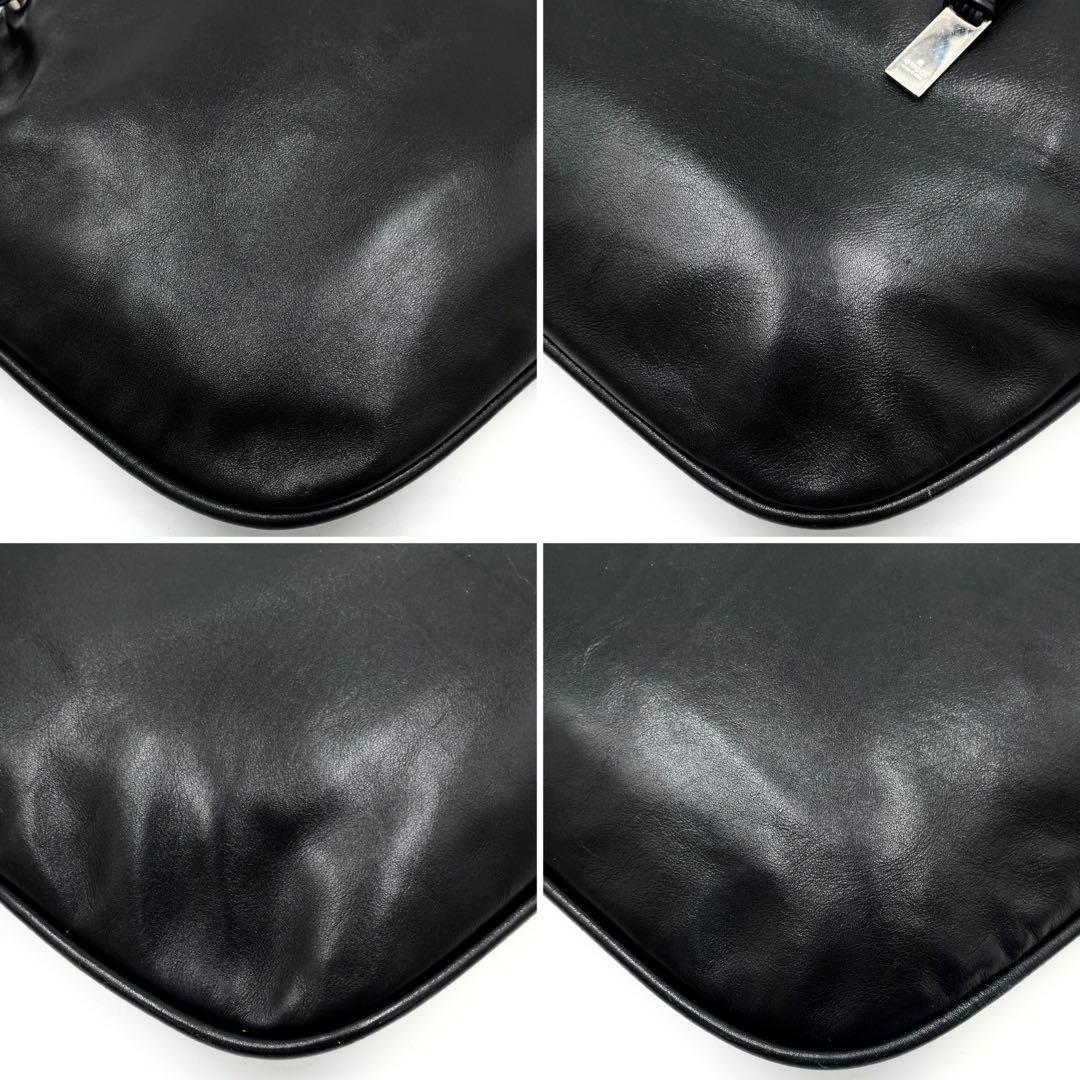 GUCCI Shoulder Bag Purse Bamboo Leather Black Authentic