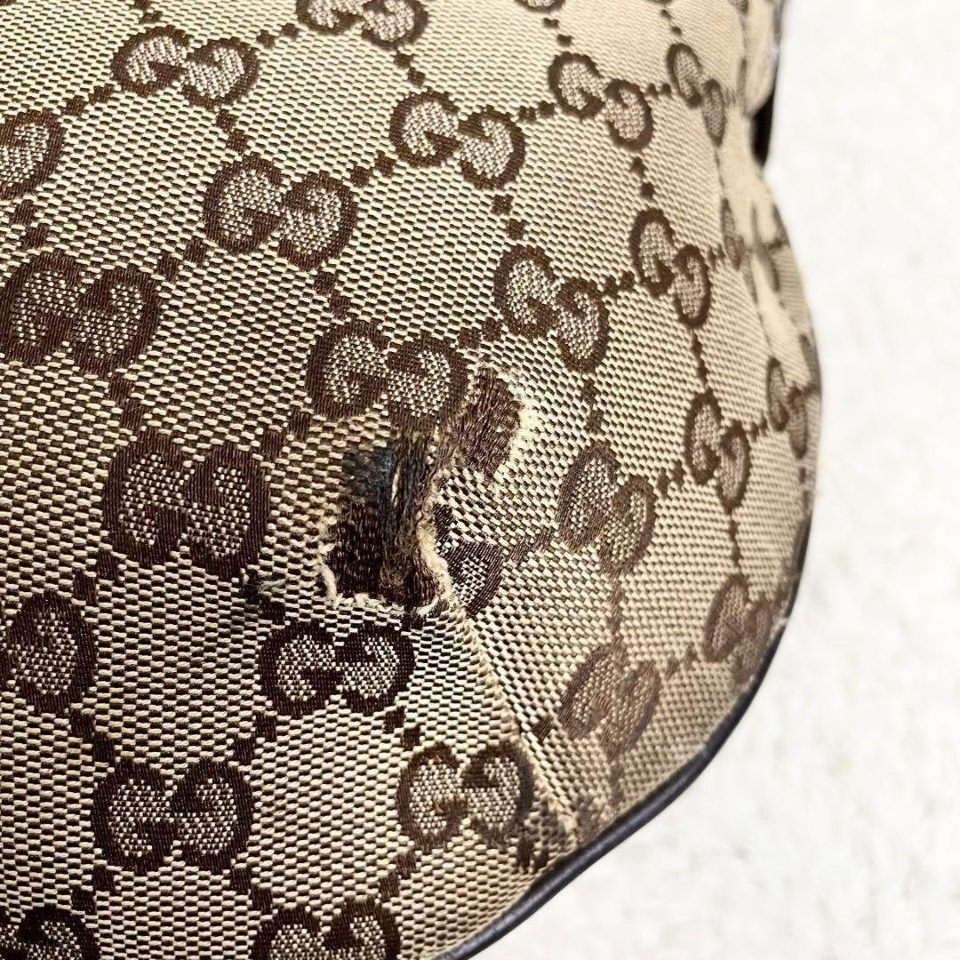 GUCCI Shoulder Bag Purse Sherry Line GG Canvas Leather Beige Brown Authentic