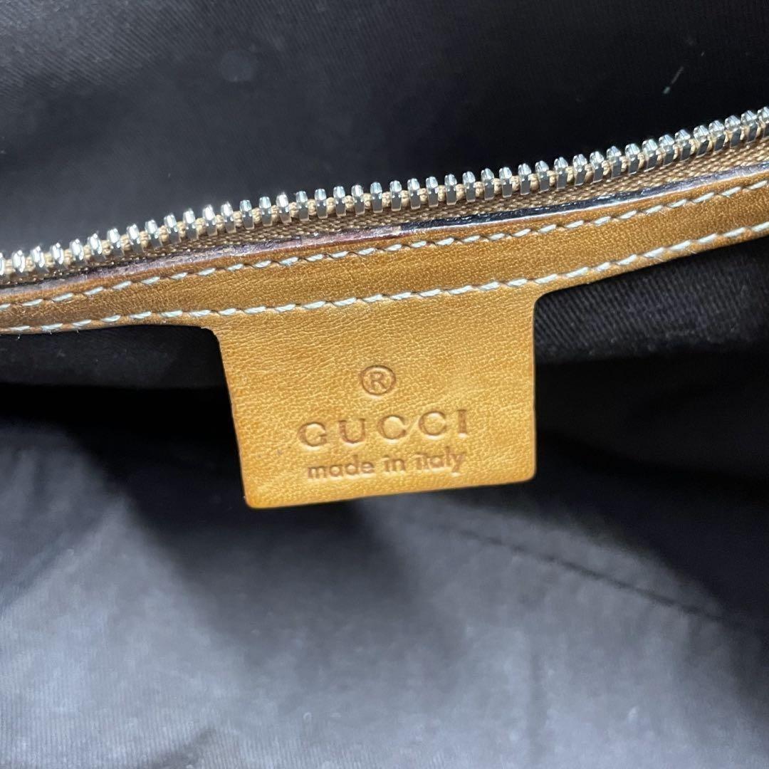 GUCCI Shoulder Bag Purse Sherry Line Canvas Leather Beige Authentic