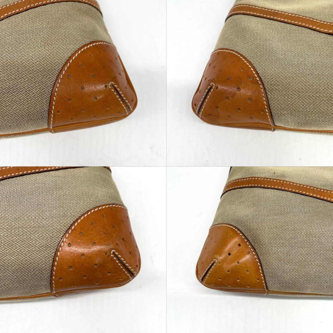 GUCCI Shoulder Bag Purse Sherry Line Canvas Leather Beige Authentic
