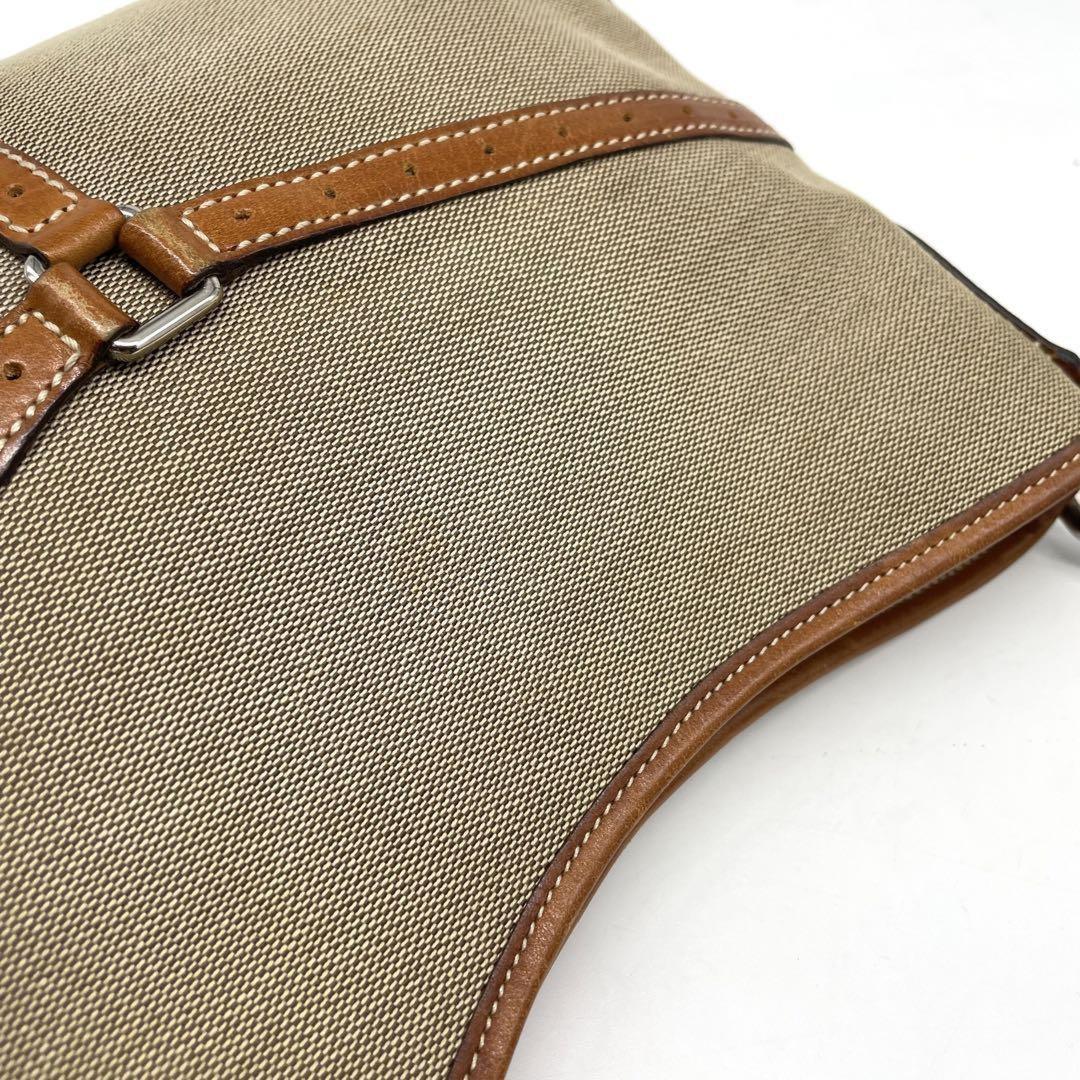 GUCCI Shoulder Bag Purse Sherry Line Canvas Leather Beige Authentic