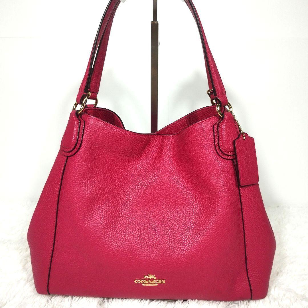 COACH Hand Shoulder Bag Tote Purse 2way 35983 Leather Pink Authentic