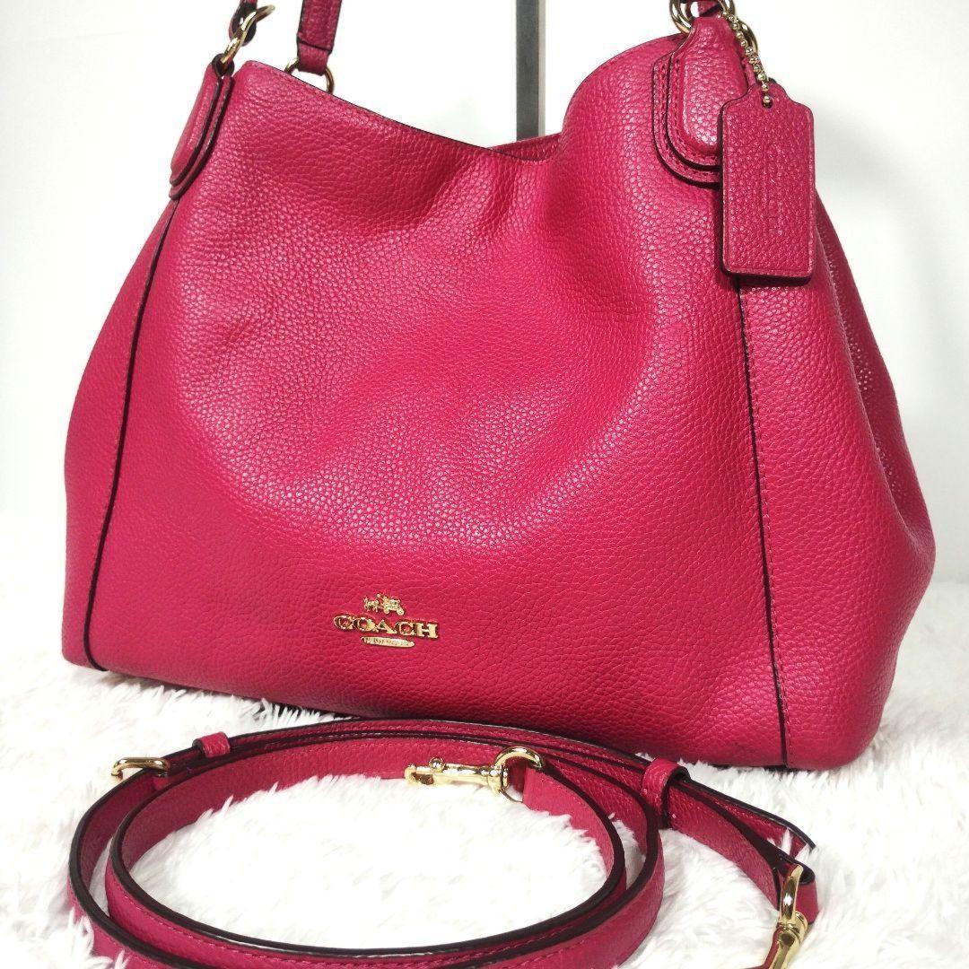 COACH Hand Shoulder Bag Tote Purse 2way 35983 Leather Pink Authentic