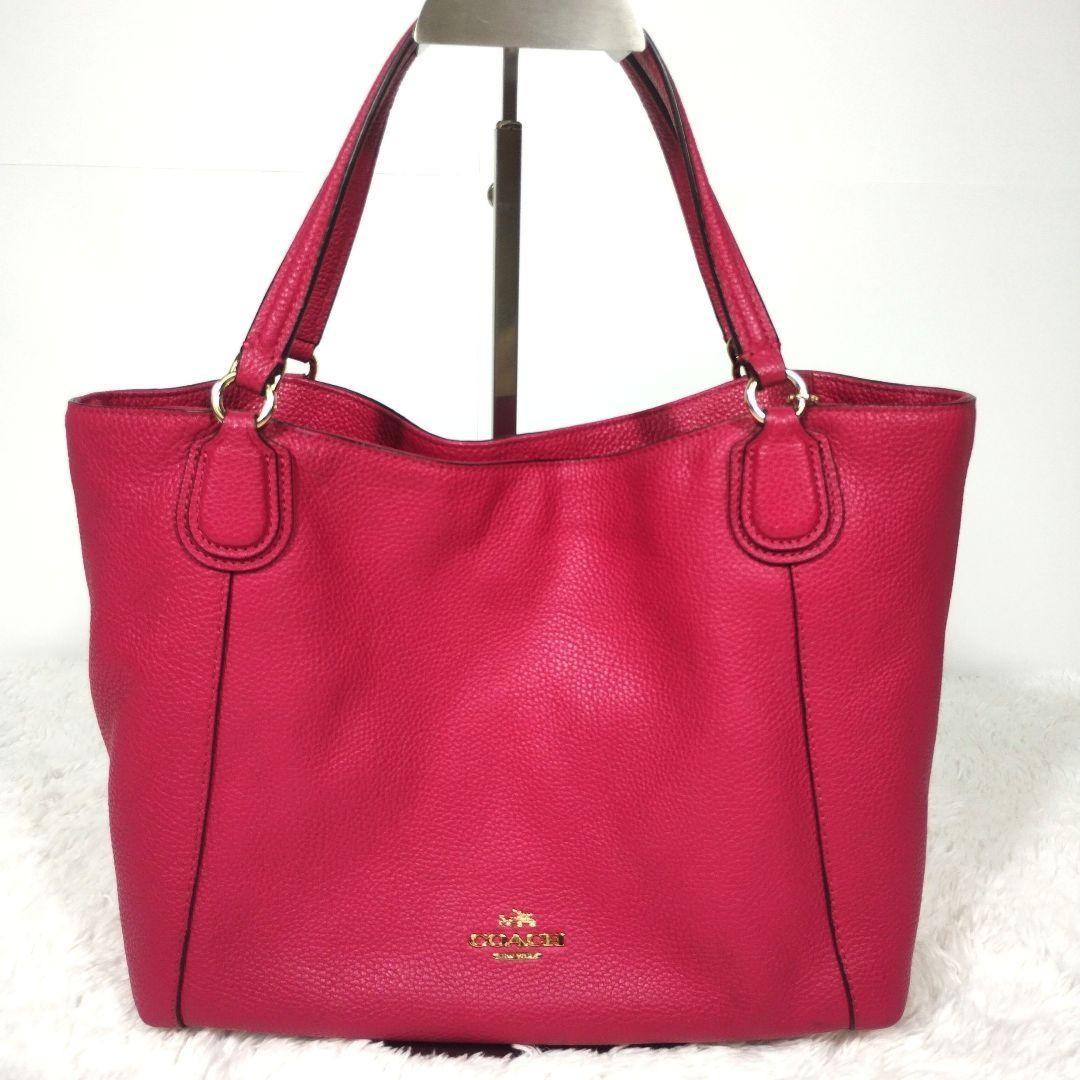COACH Hand Shoulder Bag Tote Purse 2way 35983 Leather Pink Authentic