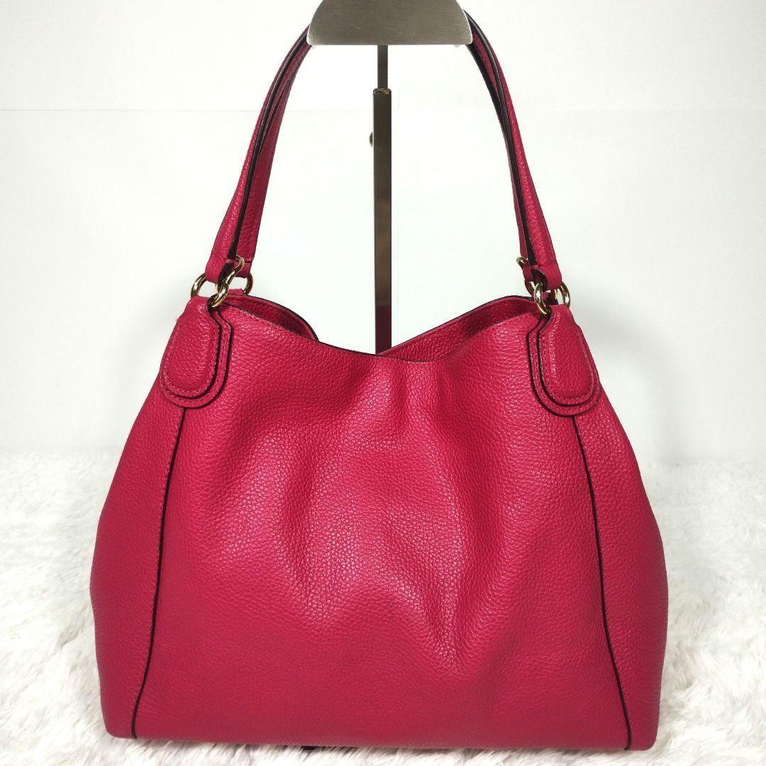 COACH Hand Shoulder Bag Tote Purse 2way 35983 Leather Pink Authentic