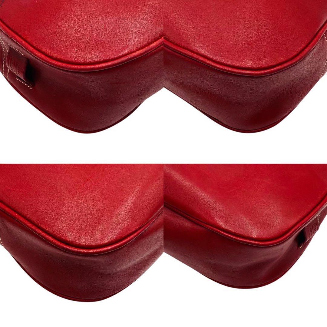 COACH Shoulder Bag Purse Leather Red Authentic