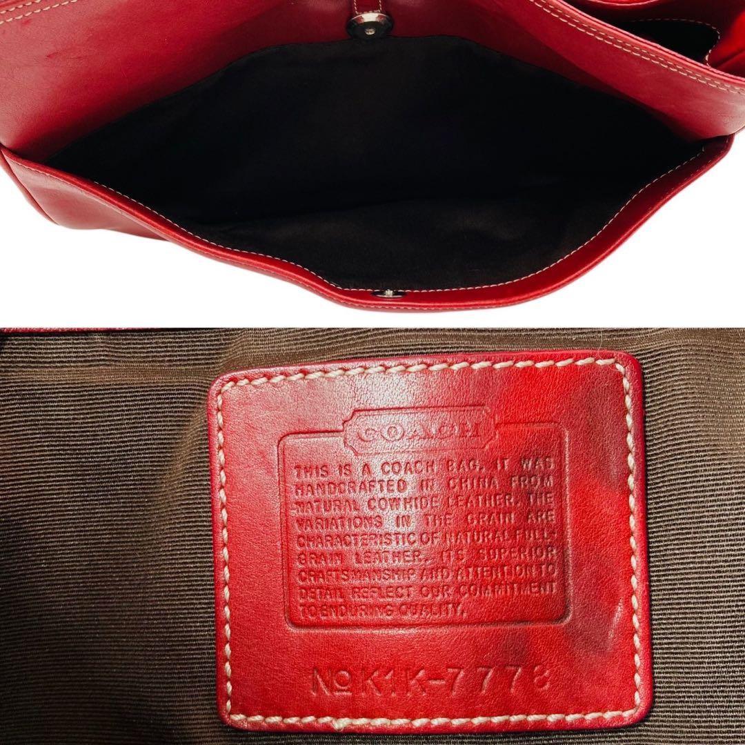 COACH Shoulder Bag Purse Leather Red Authentic
