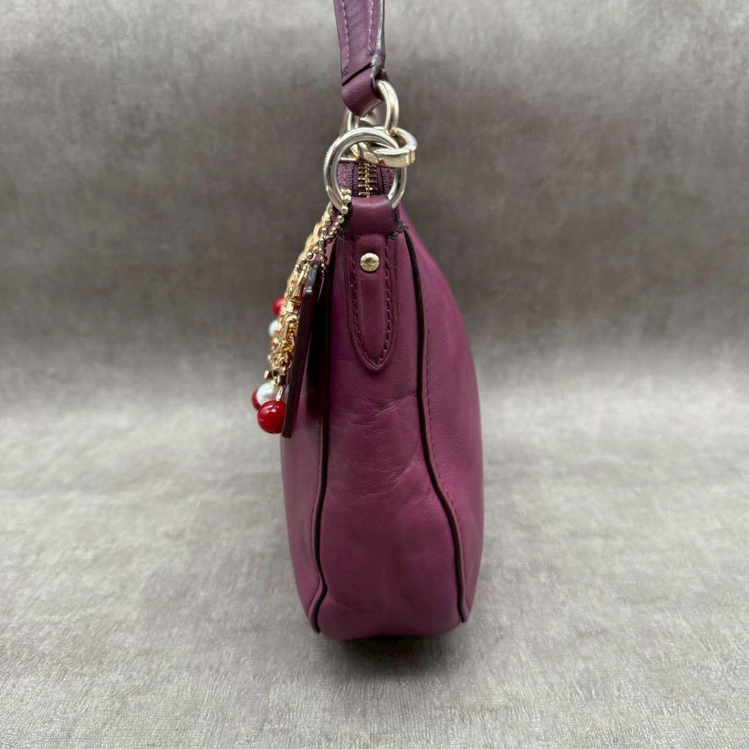 COACH Hand Shoulder Bag Tote Purse 2way Soho Hobo Leather Purple Authentic