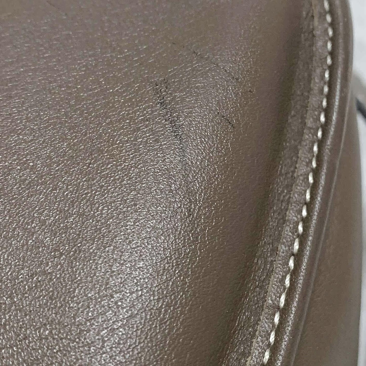 Christian Dior Shoulder Bag CD Stitch Brown Gold Leather Unisex Used Authentic