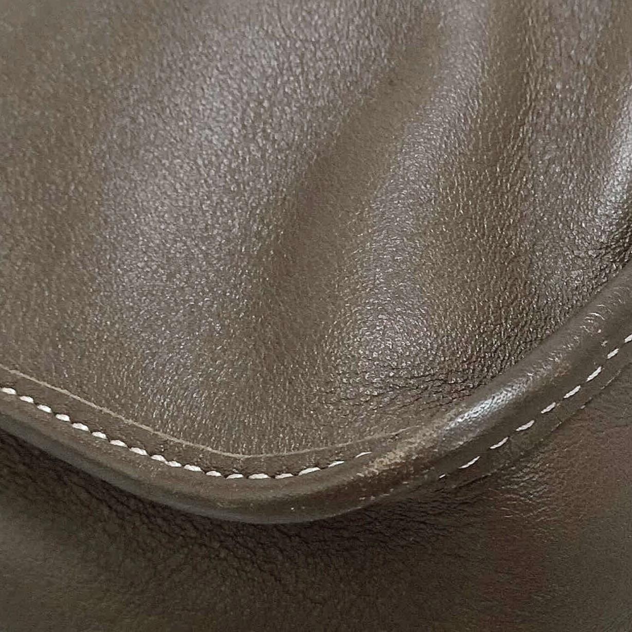 Christian Dior Shoulder Bag CD Stitch Brown Gold Leather Unisex Used Authentic