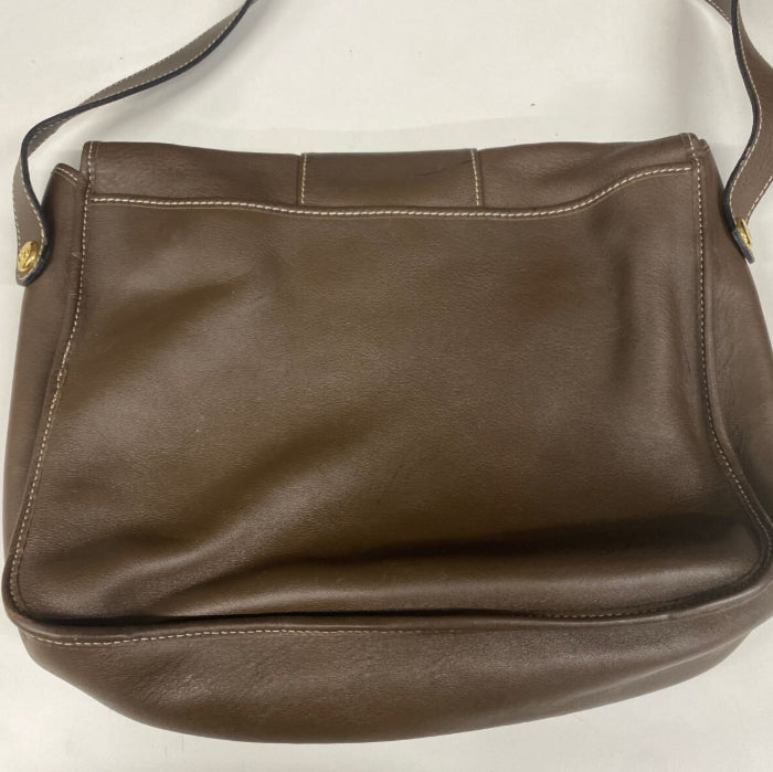Christian Dior Shoulder Bag CD Stitch Brown Gold Leather Unisex Used Authentic