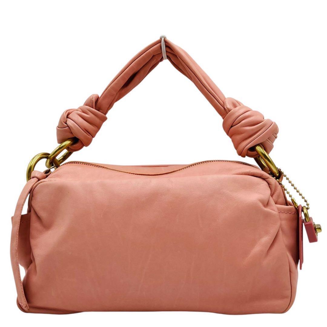 COACH Shoulder Bag Purse Leather Pink Authentic