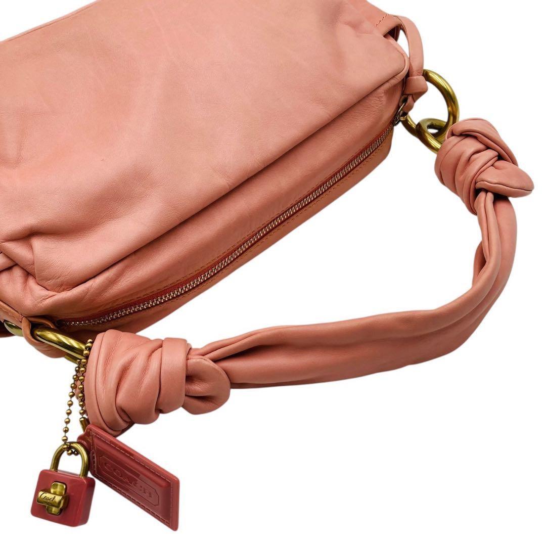 COACH Shoulder Bag Purse Leather Pink Authentic