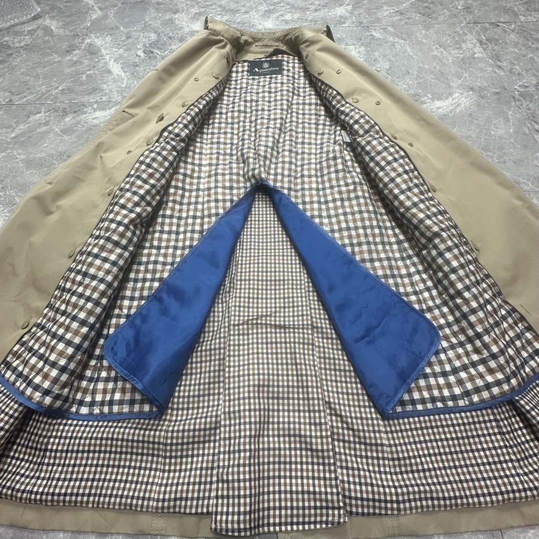 Aquascutum Trench Coat Club Check Asian fit L US size M Honey Beige Authentic