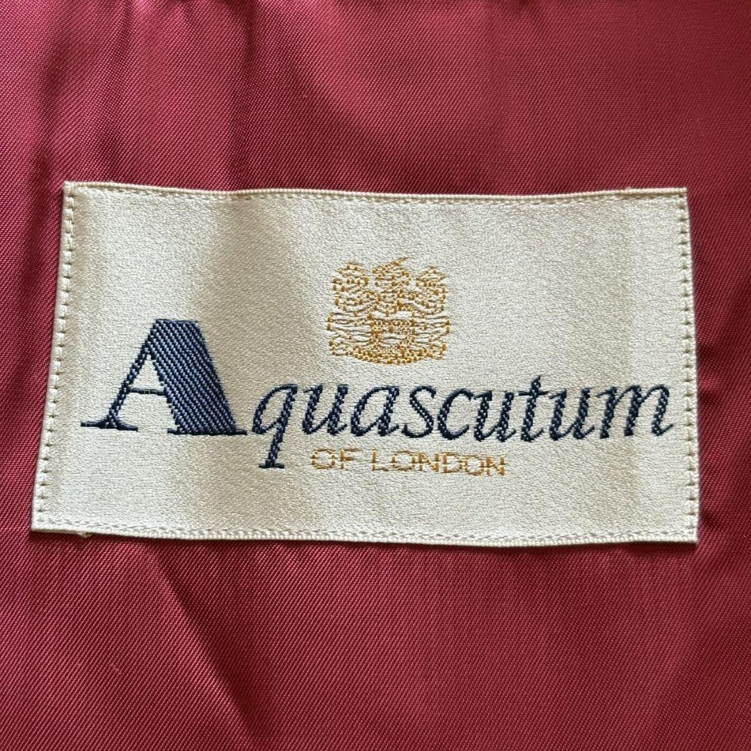 Aquascutum Long Coat Club Check Asian fit L US size M Wine Red Authentic
