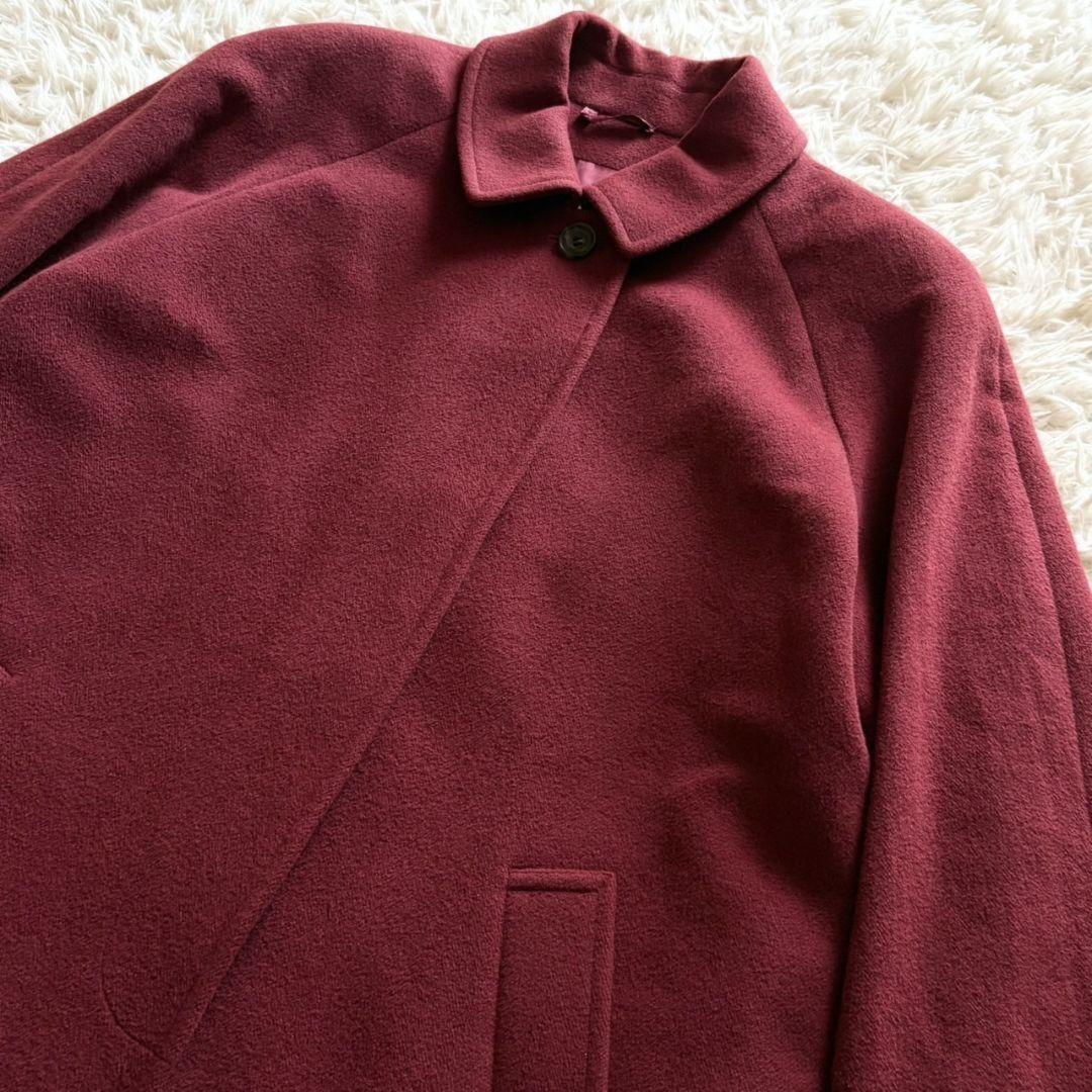 Aquascutum Long Coat Club Check Asian fit L US size M Wine Red Authentic