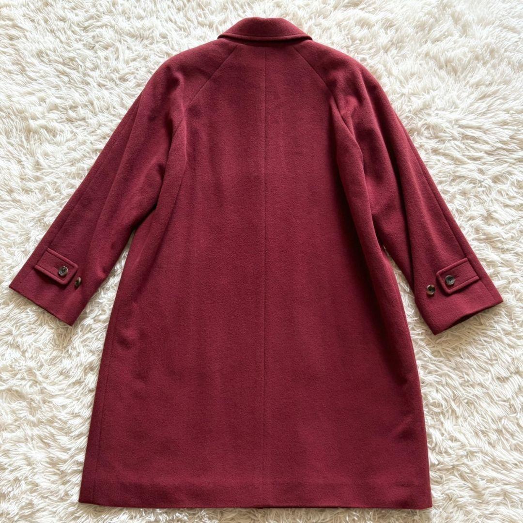 Aquascutum Long Coat Club Check Asian fit L US size M Wine Red Authentic