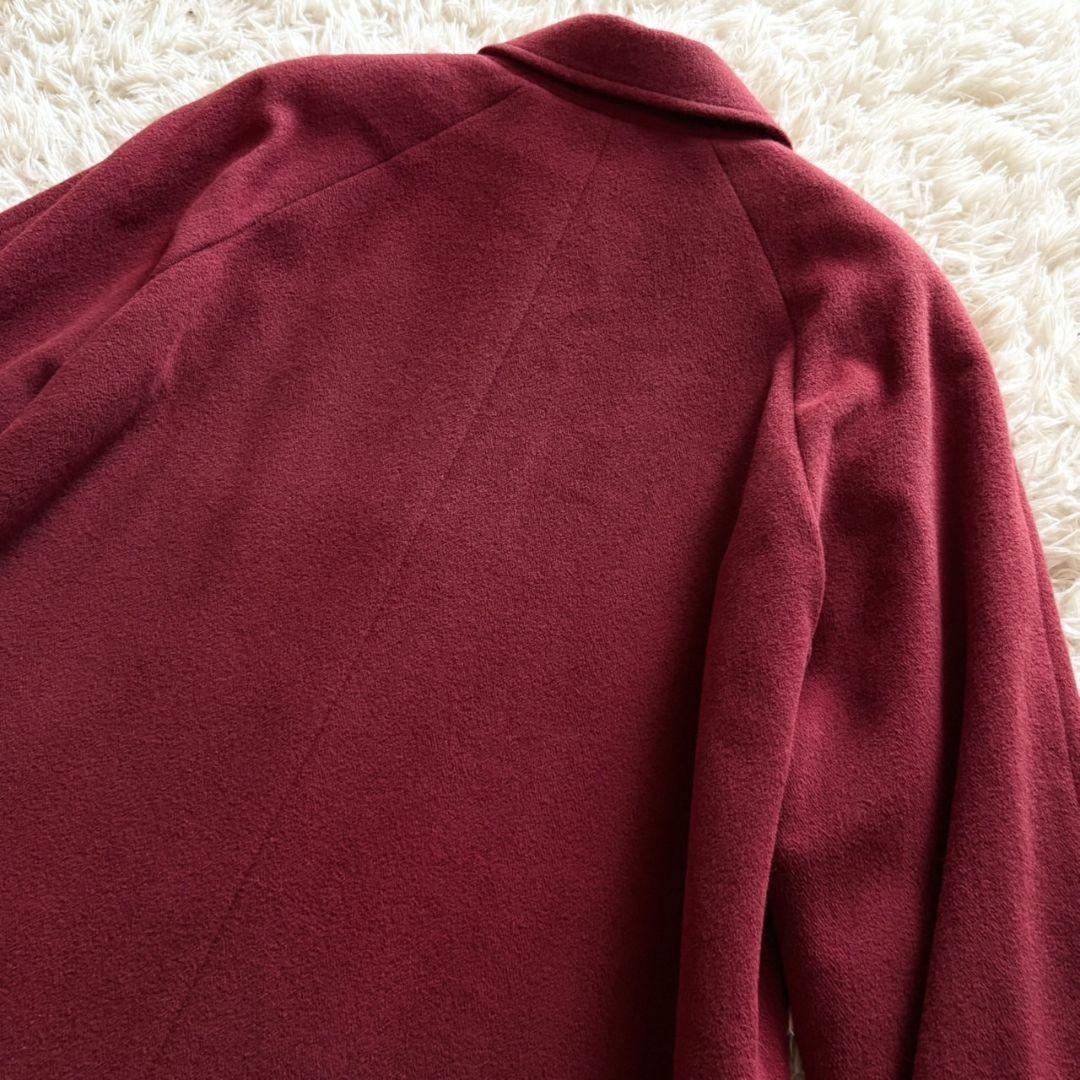 Aquascutum Long Coat Club Check Asian fit L US size M Wine Red Authentic