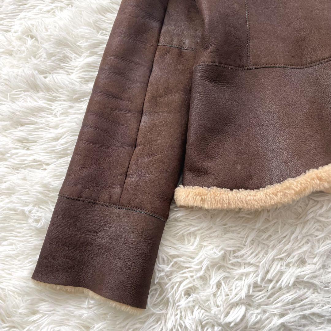 Aquascutum Mouton Boa Jacket Asian fit L US size M Brown Authentic