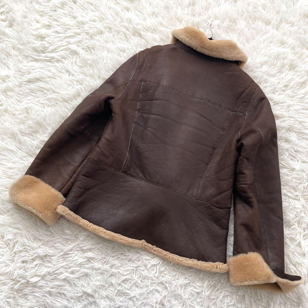 Aquascutum Mouton Boa Jacket Asian fit L US size M Brown Authentic
