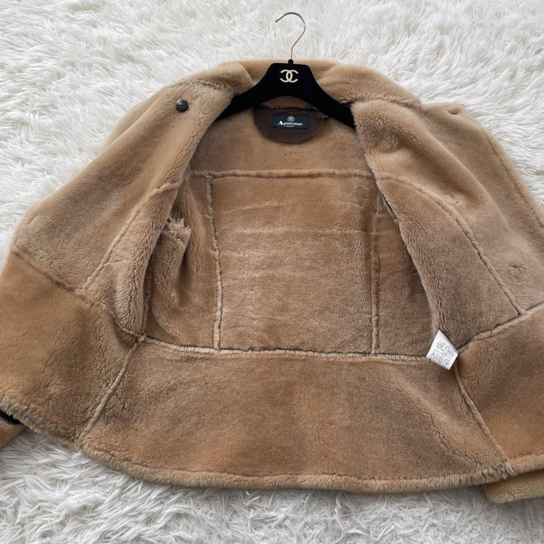 Aquascutum Mouton Boa Jacket Asian fit L US size M Brown Authentic